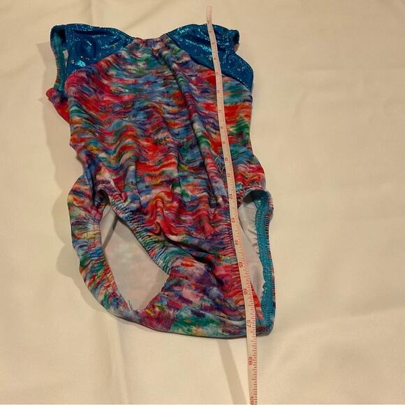 Jam Wear Leos Child Medium Girls Gymnastics Leotard Watercolor Rhinestones - Picture 5 of 5